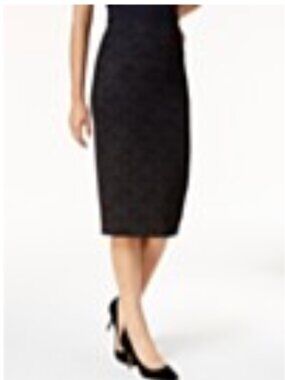 ALFANI Metallic Lace Midi Skirt - Deep Black, elastic waist - SIZE 16
